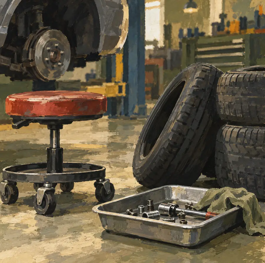 Illustration of auto repair shops equipment and workspace